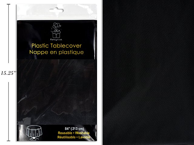 Black Plastic Round Tablecover 84"/213cm Diameter Heavy Duty