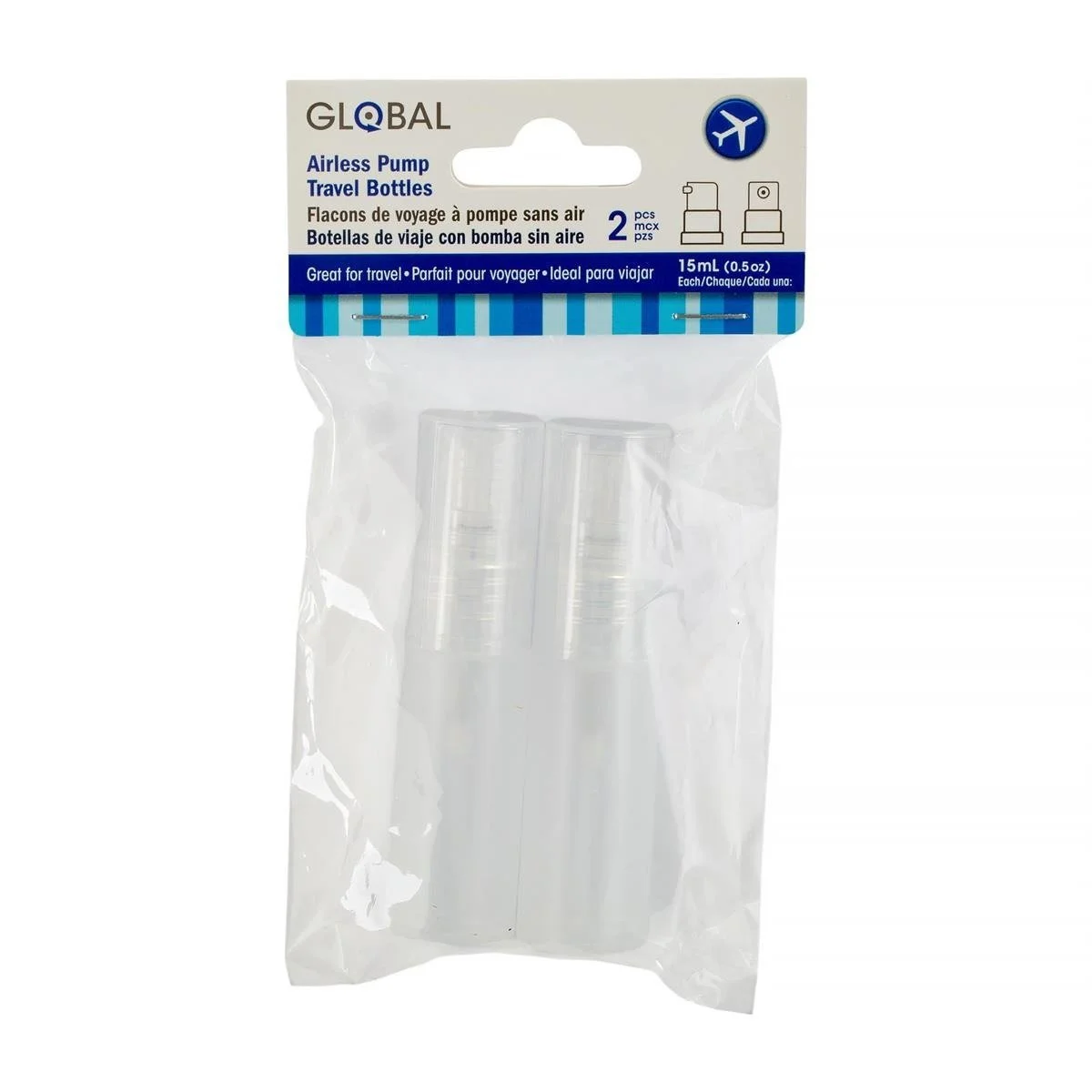 Global 2-pc Spray Mini Travel Bottles, 15mL