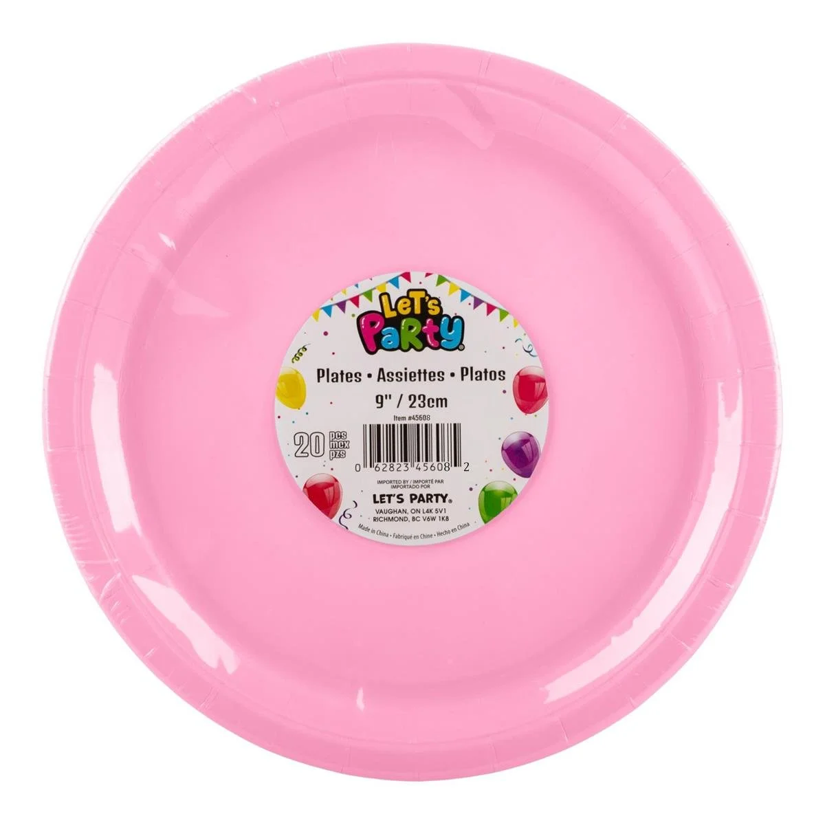 Let's Party, 20ct 9" Baby Pink Paper Plate, 350gsm