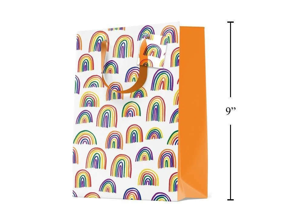 Paper T. Gift Bag, Medium, Rainbows, Matte