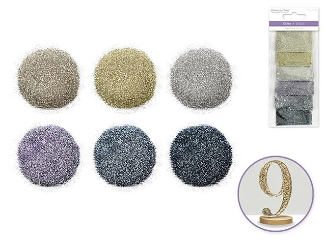 Paper Craft Emb: Superfine Glitter 12g Asst Pouches x6 C) Platinum