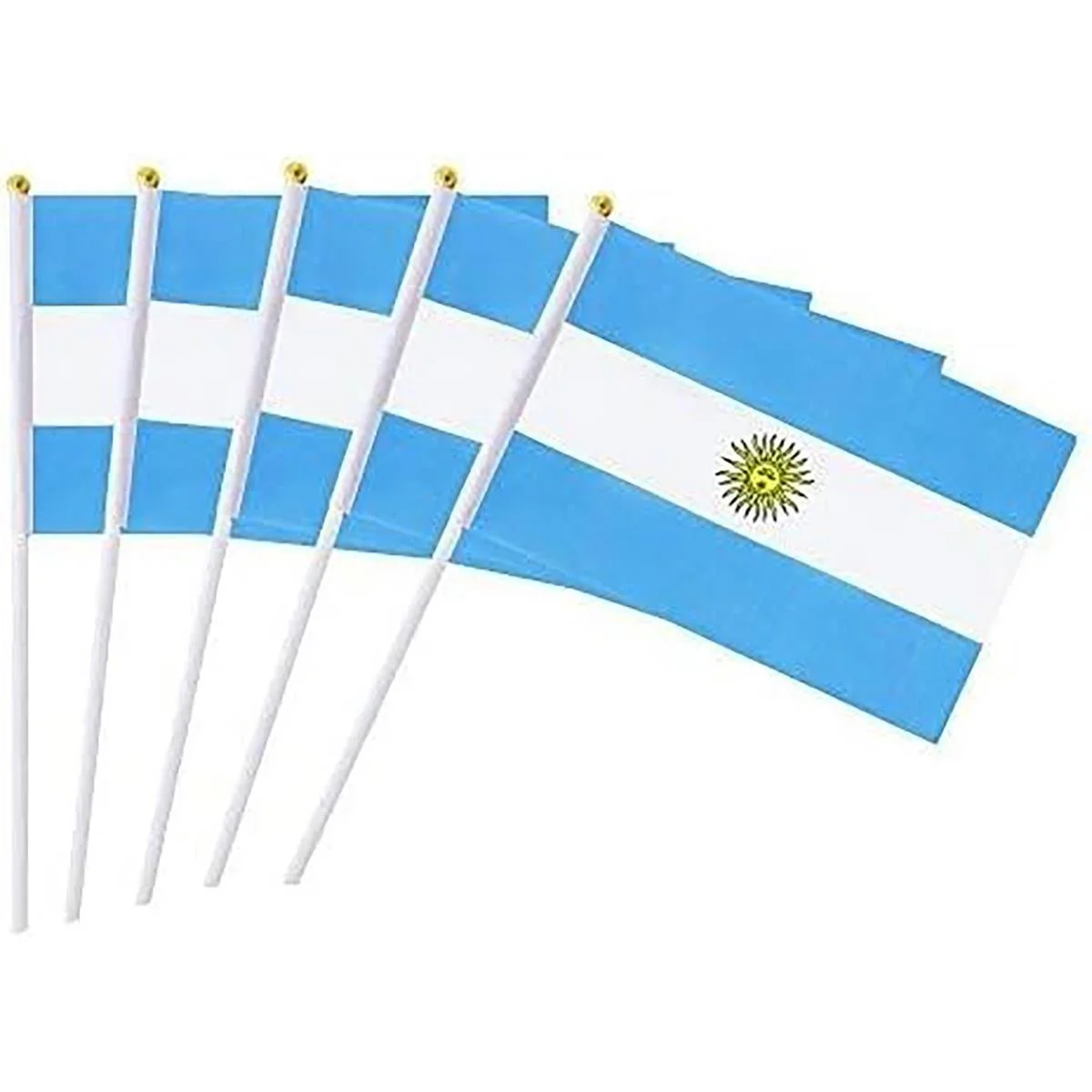 SOCCER EVENT- Argentina 5pk Plystr. Hand Flags,5.5*8.2" w/10.25 PP pole
