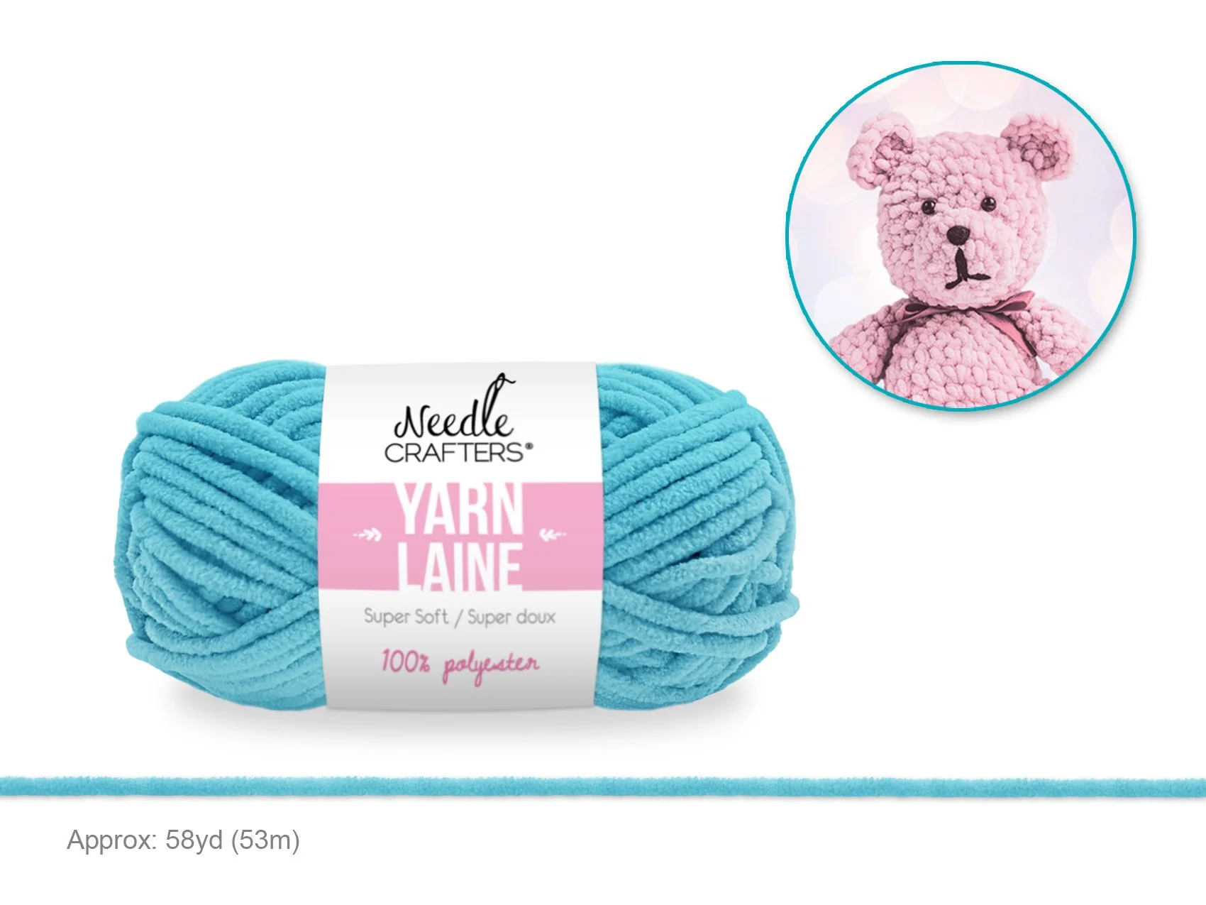 Needlecrafters: 50g Poly Chenille-Soft Yarn Ball G) Baby Blue