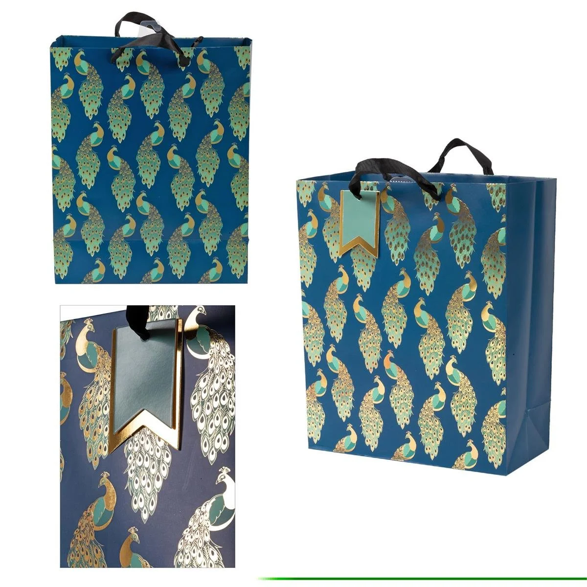 Paper T., Large Gift Bag, Peacock, Matte/HS 157GSM