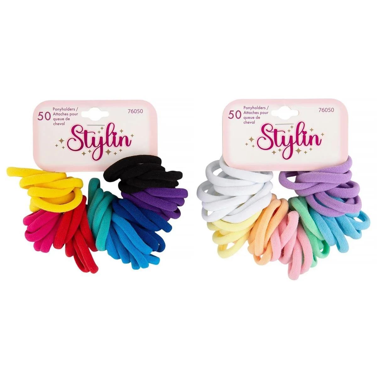 Stylin G, 50-pc Knit Ponyholders, clasp-free, 2 asst,