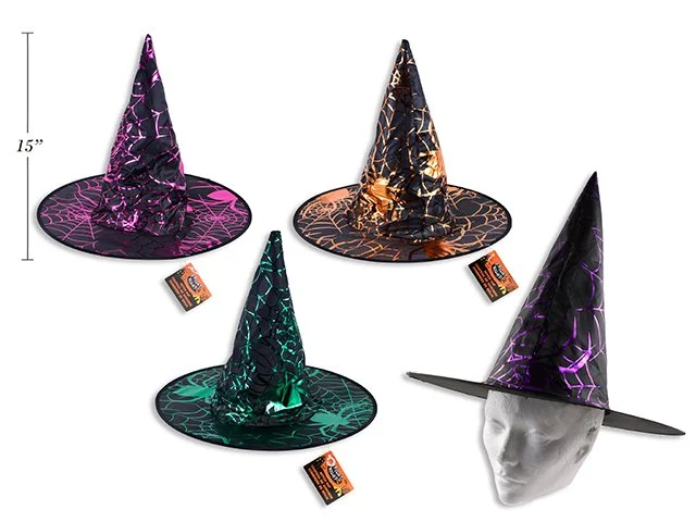 15in x 13.75in Hween Foil Printed Witch Hat. 4 Asst. Colours