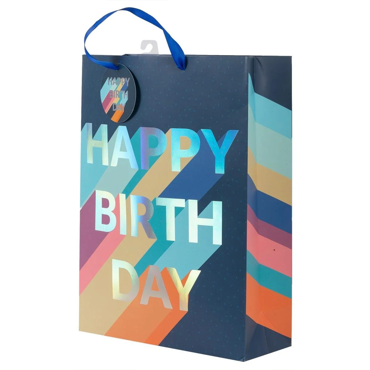 Paper T., DLX Jumbo Gift Bag, Navy Bday, Matte 210GSM, HS Tag