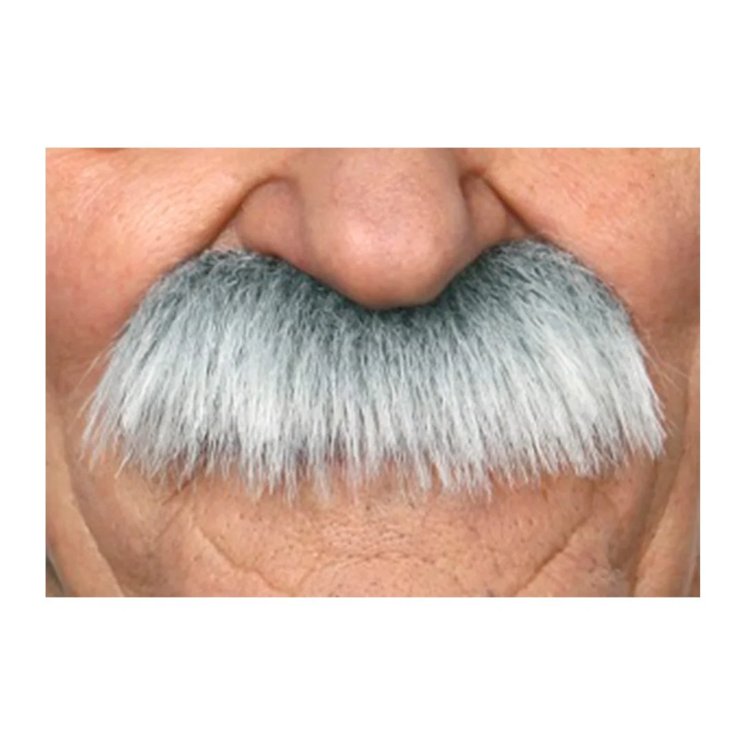 MOUSTACHE WHITE GREY 8.5 CM x 4.5 CM