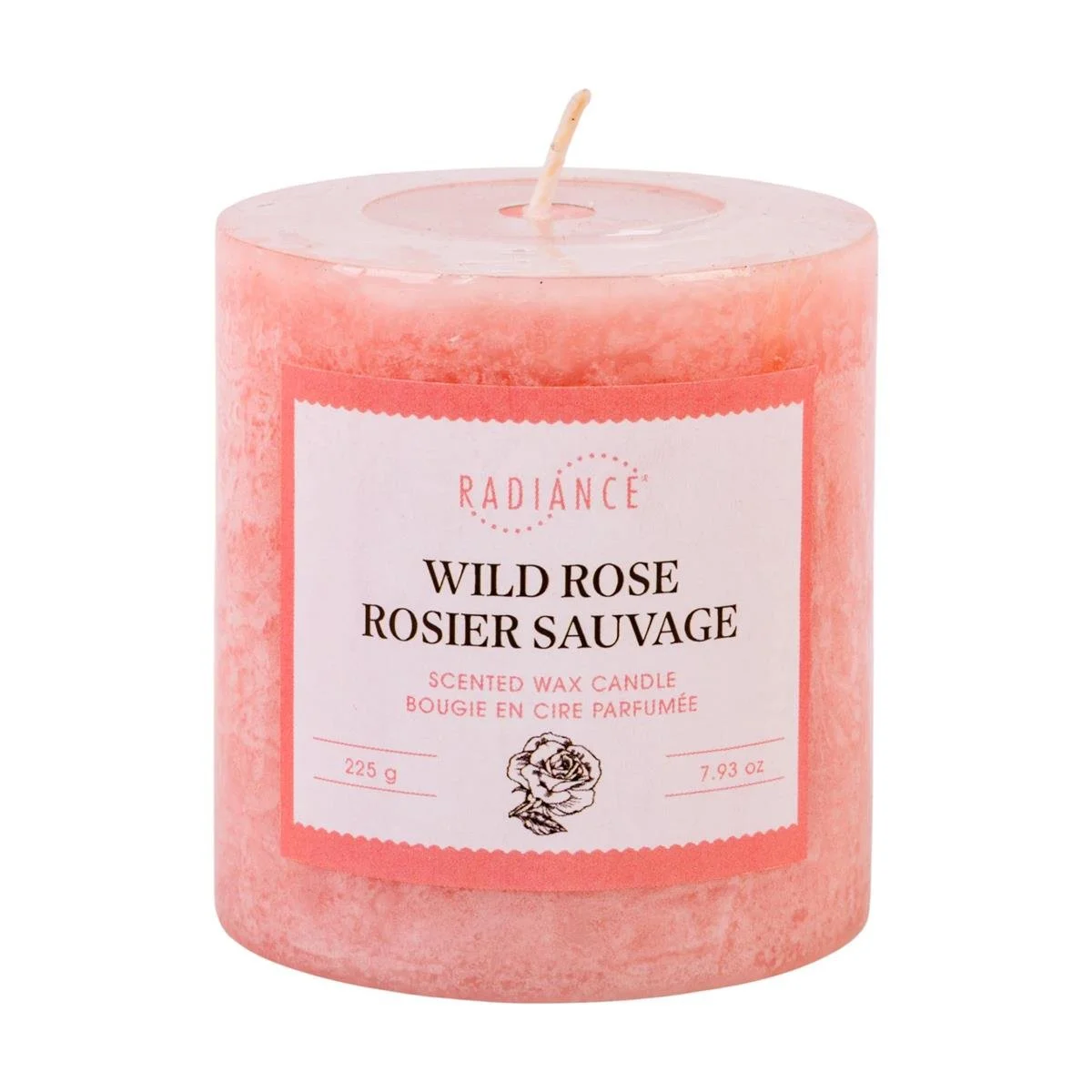 Frosted Scented Pillar Candle, 2.7"x 2.9", Wild Rose