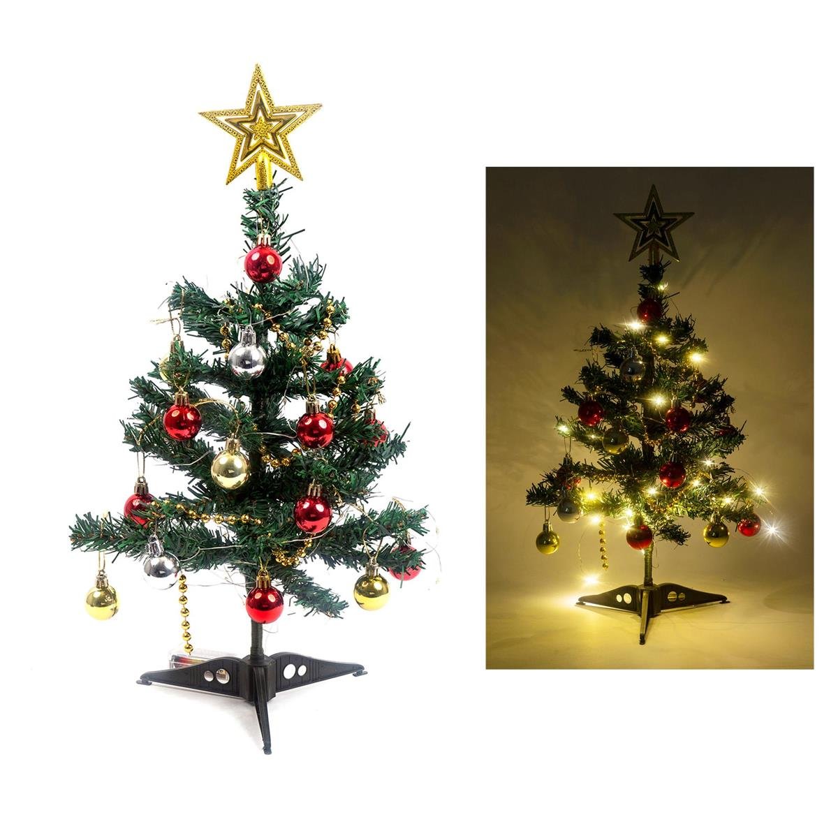 Deco N. LED 17.75" Green Xmas Tree w/ Ornaments & Tree Top