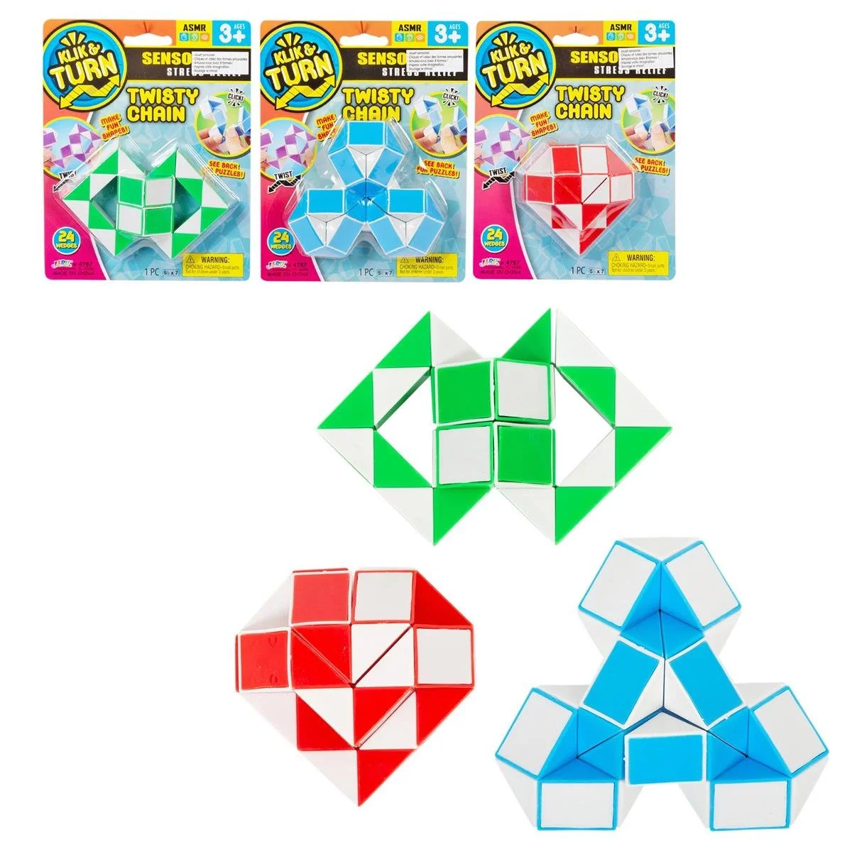 Fidget Klik & Turn Twisty Chain, 3 Asst.