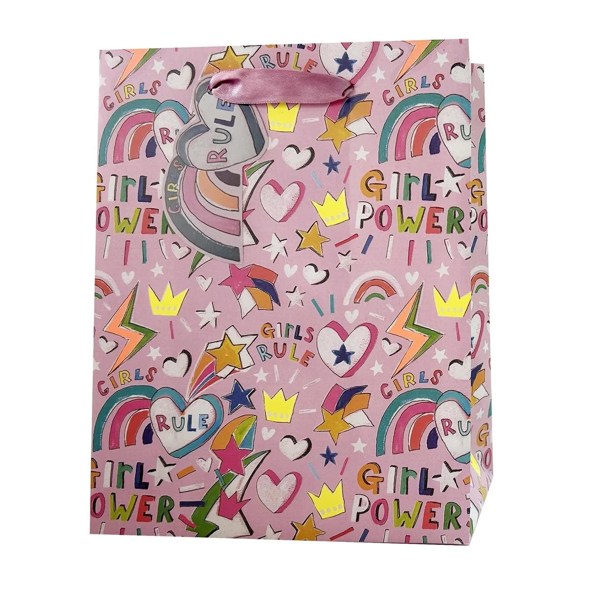 Paper T. Girls DLX Gift Bag, Medium , Matte/Neon, 210GSM