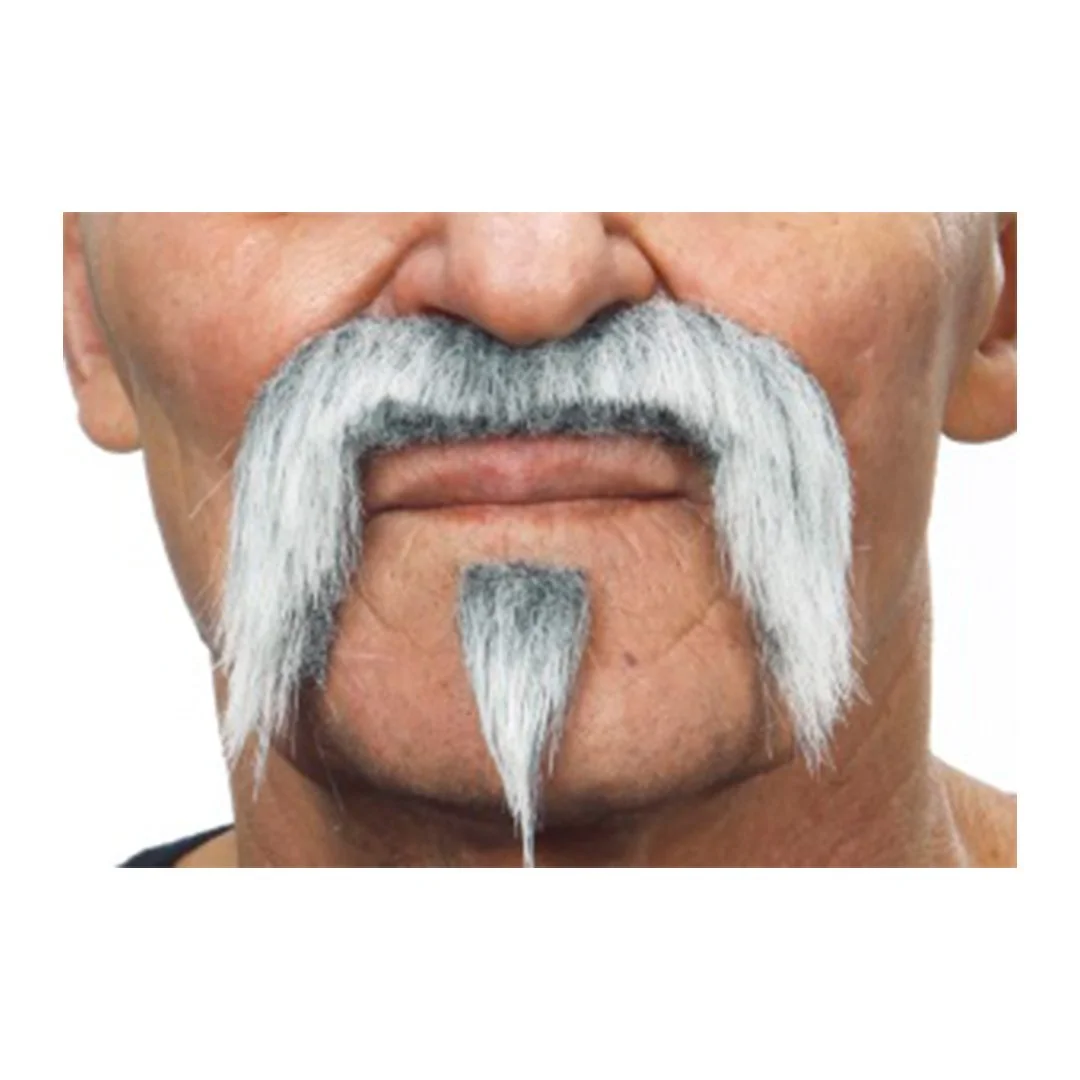 MOUSTACHE SET WHITE/ GREY 10.5CM x 9CM