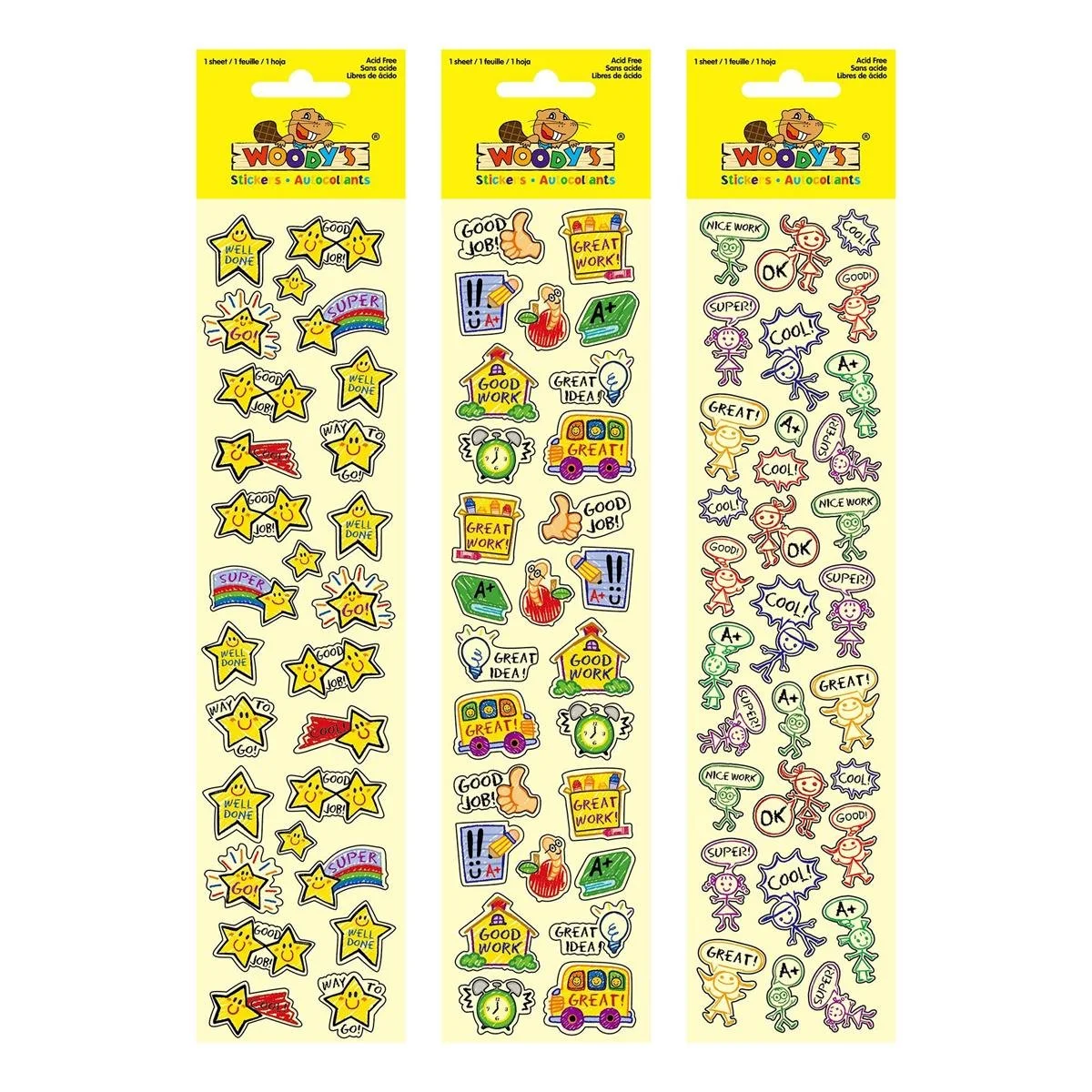 Woody's Stickers, School, , holographic finish, 3 styles