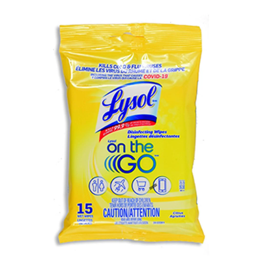 Lysol On-The-Go Citrus Disinfecting Wipes - 15ct