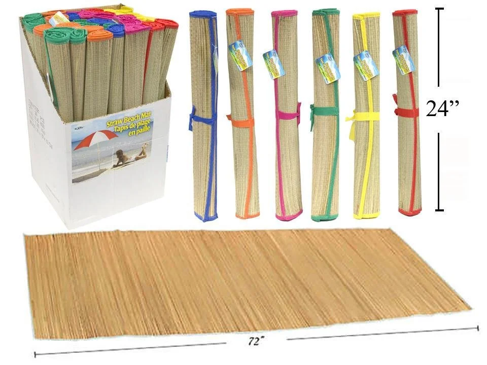 24"x71" Straw Beach Mat/DPY, 36/DPY, 6asst.