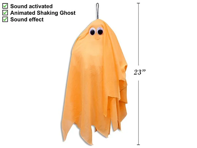 19in B/O Sound Activated Animated Shaking Ghost w/Sound & Try-me. Cht. Orange only