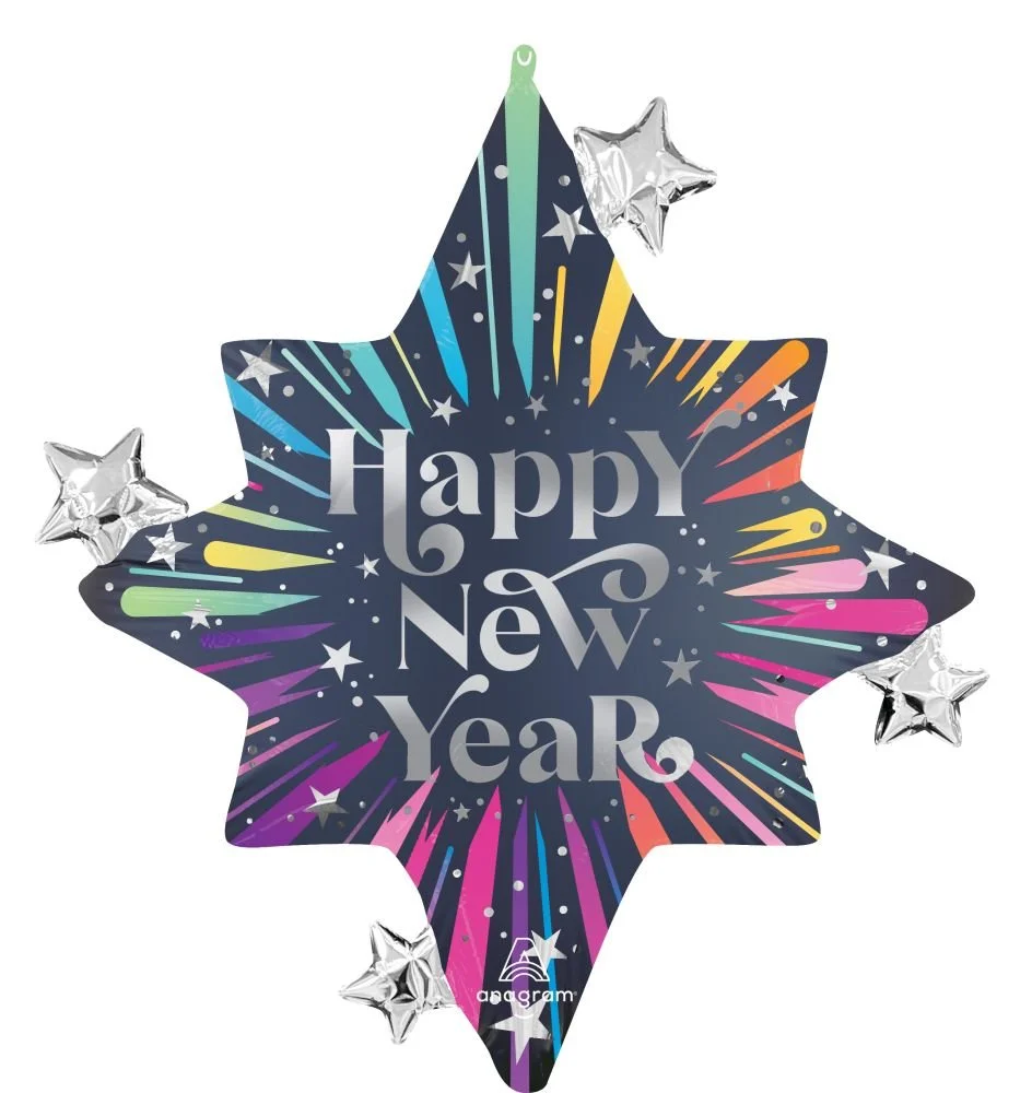 SuperShape Satin New Years Blast Stars Balloon