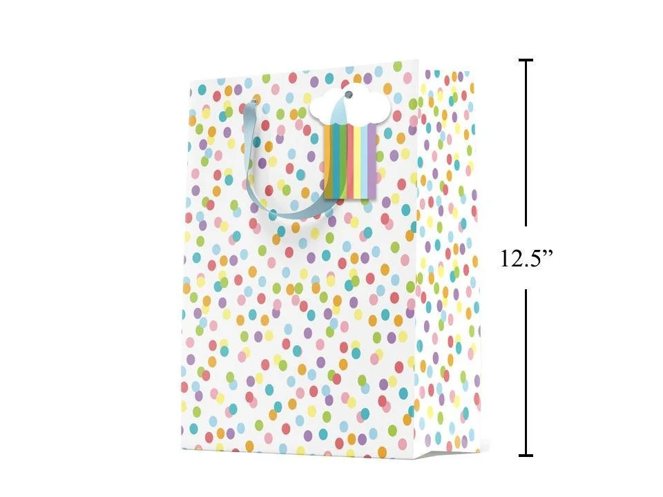Paper T., Large Gift Bag, Rainbow Dots, Matte/HS