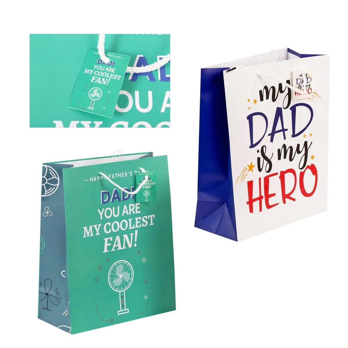 Father's Day Matte Gift Bag-Large, 2/S, 10.2"x12.6"x4.75"