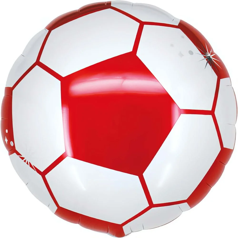 18" Soccer Ball Red and White Balloon