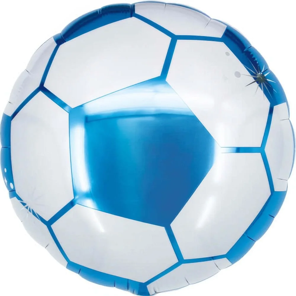 18" Soccer Ball Blue and White Balloon