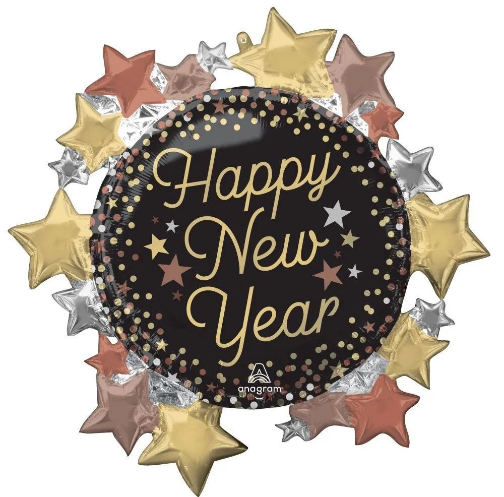 SuperShape Luxe New Year Stars Balloon