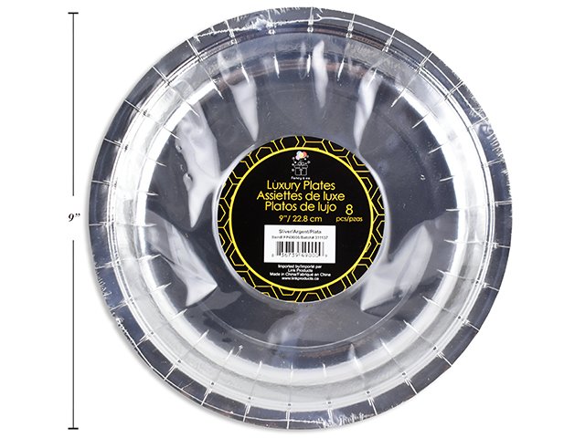 Sliver Luxury 9in Round Paper plates 8/pk 350gms