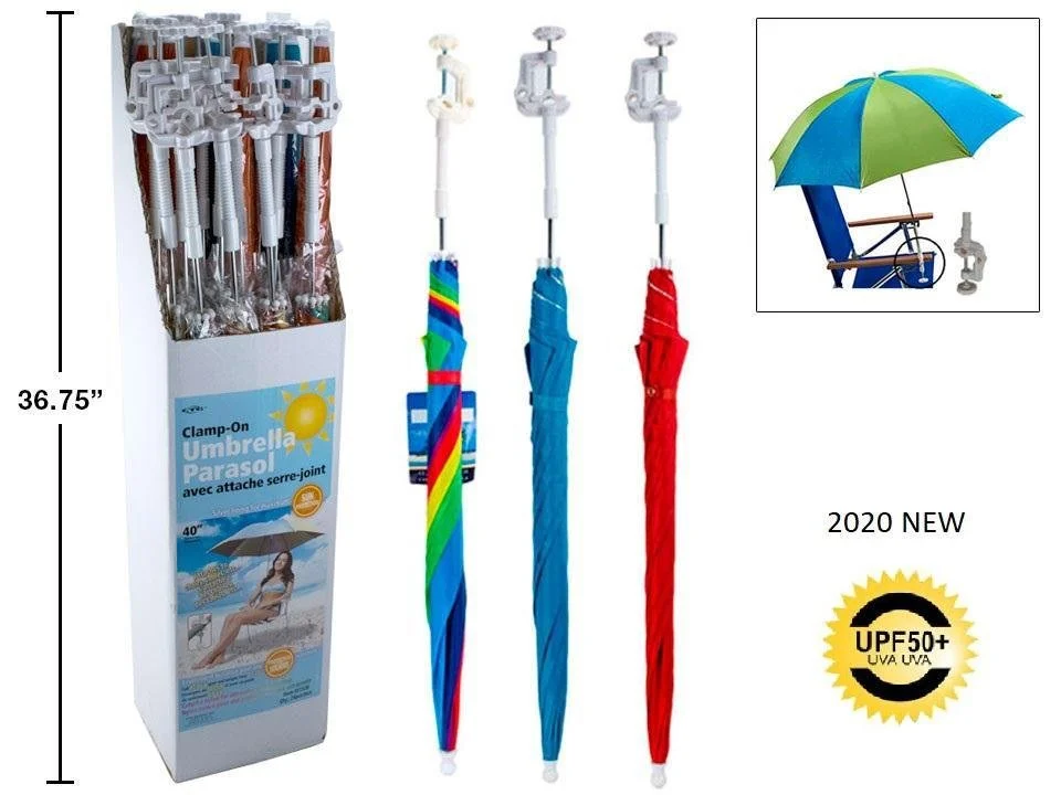 Clamp-On Umbrella, 23.6"x8 Ribs. UV50, 3/c