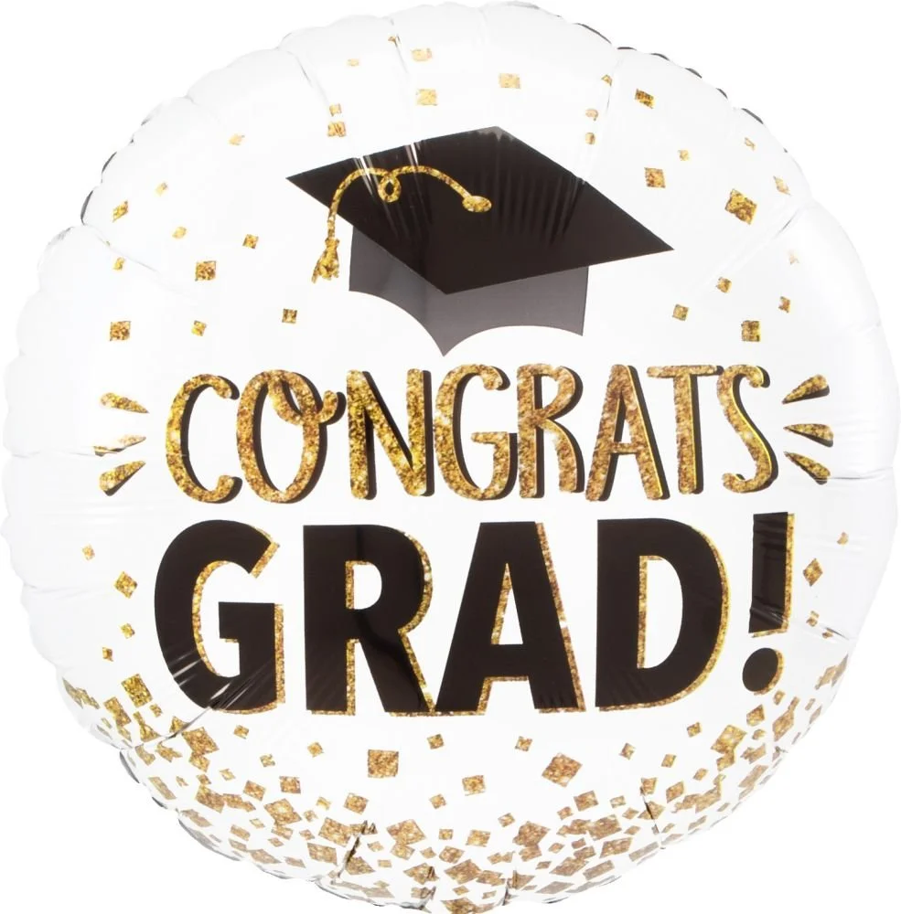 18" Congrats Grad Gold Glitter Balloon