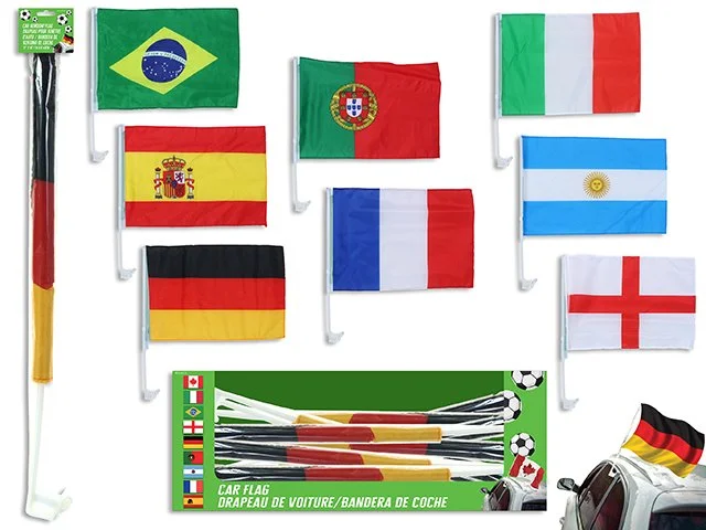 World Cup 12in x 18in Car Flag Pole 17in Pole 48pcs