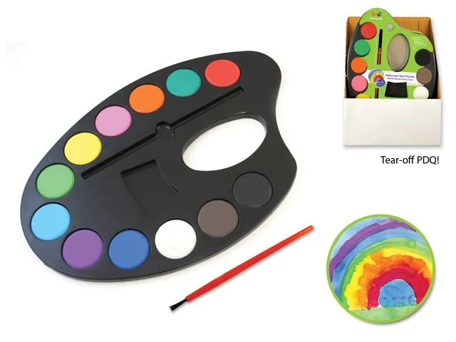 Krafty Kids: 9.8"x6.6" Lil' Artist Watercolor Palette 12-Color w/Brush PDQ