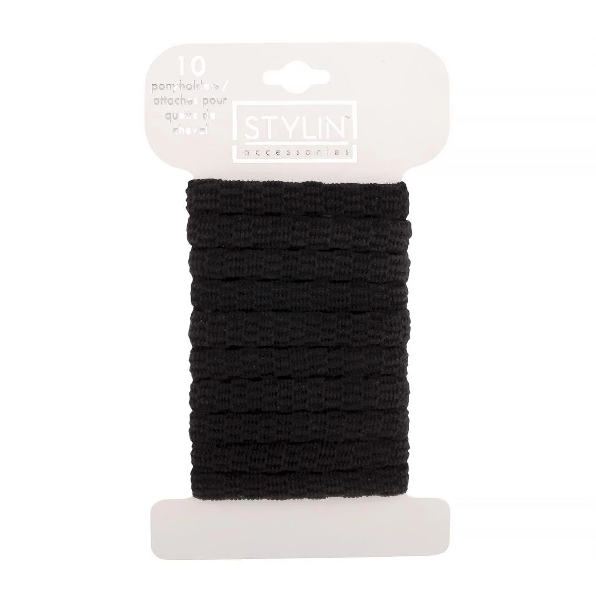 Stylin, 10-pc Ponyholder, knit , solid black