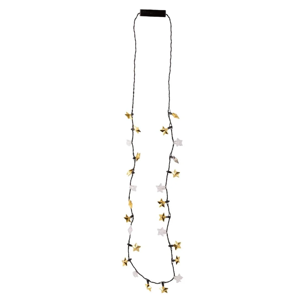 New Years 8 LED Star Blinking Necklace, 3 Models, tie on card, 2xCR1220 batteries, 30"x6.5"x3"