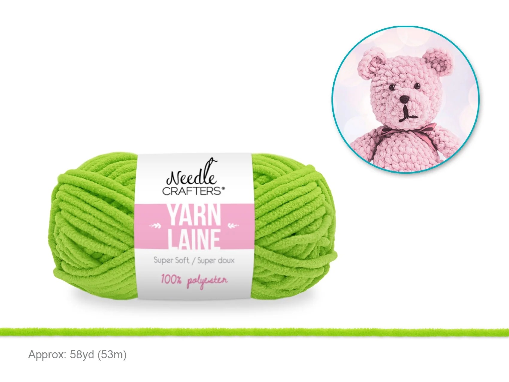 Needlecrafters: 50g Poly Chenille-Soft Yarn Ball C) Mint