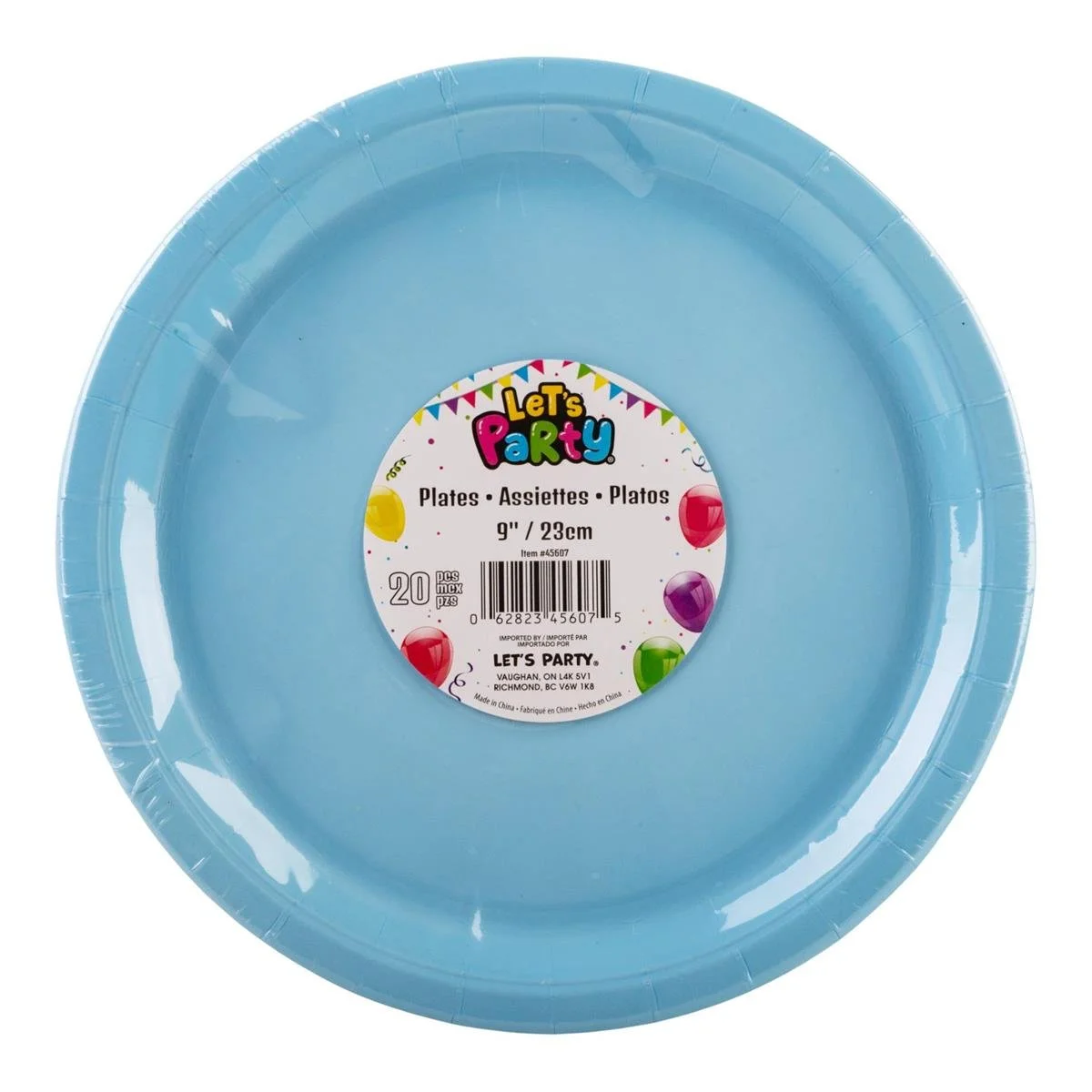 Let's Party, 20ct 9" Baby Blue Paper Plate, 350gsm