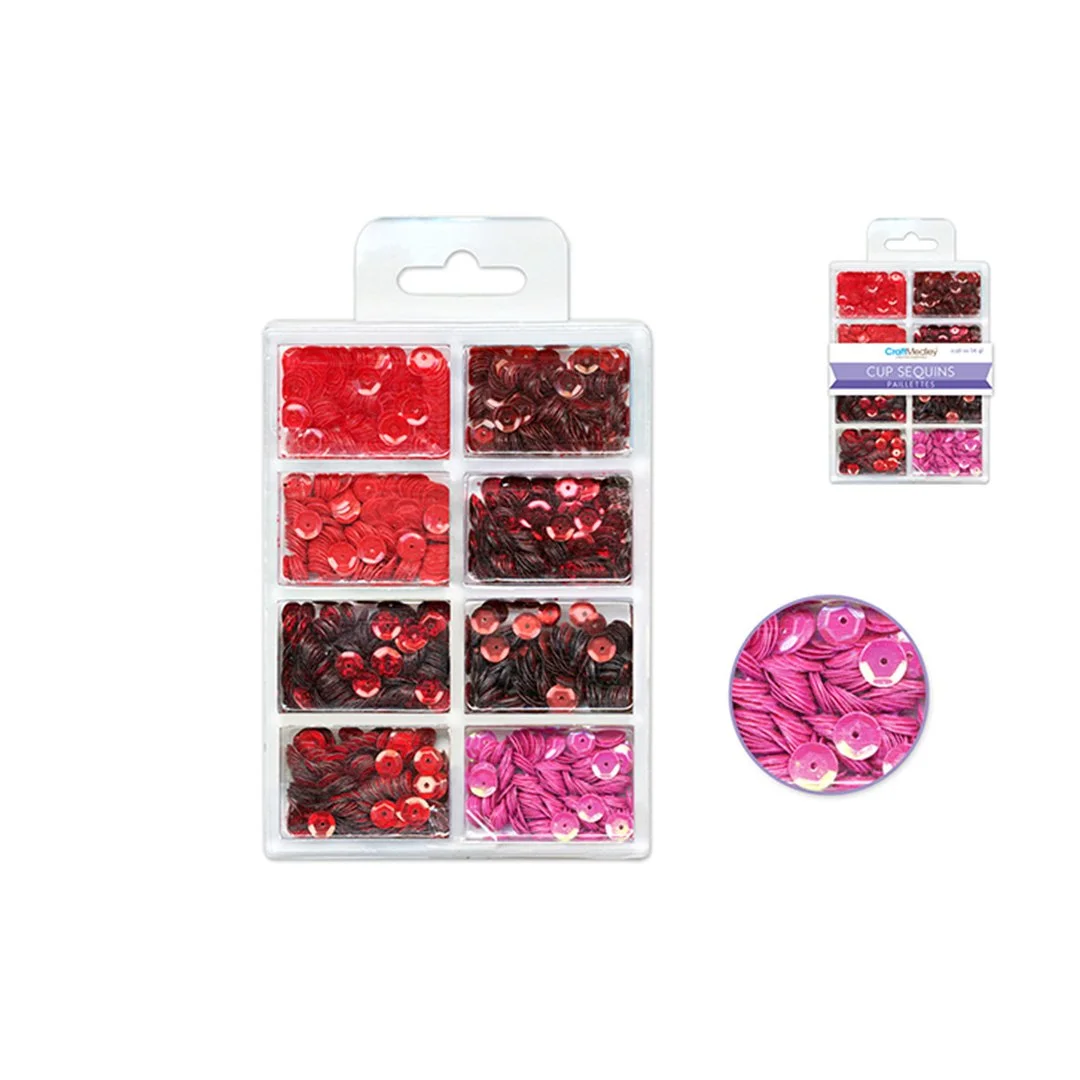 Craft Medley: Cup Sequins Plastic Case - Rouge