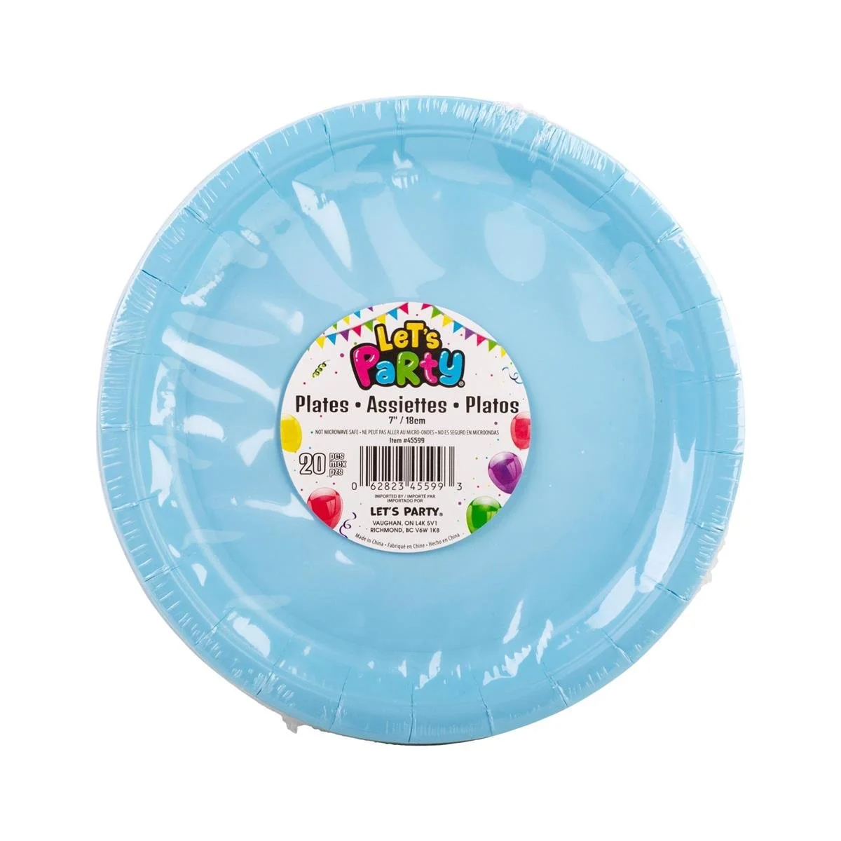 Let's Party, 20ct 7" Baby Blue Paper Plate, 350gsm