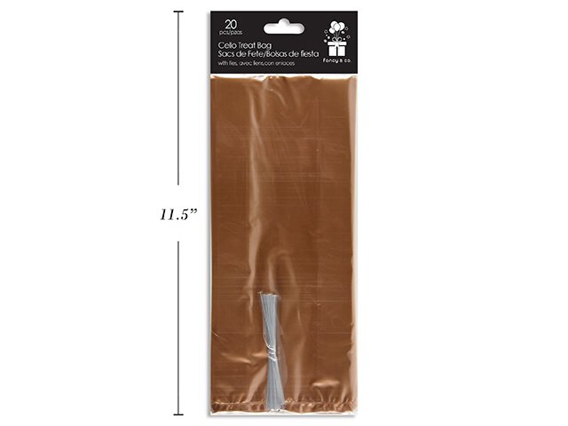 Gold Cello Treat Bag 9.5x4x2" 20/Pkg with Ties