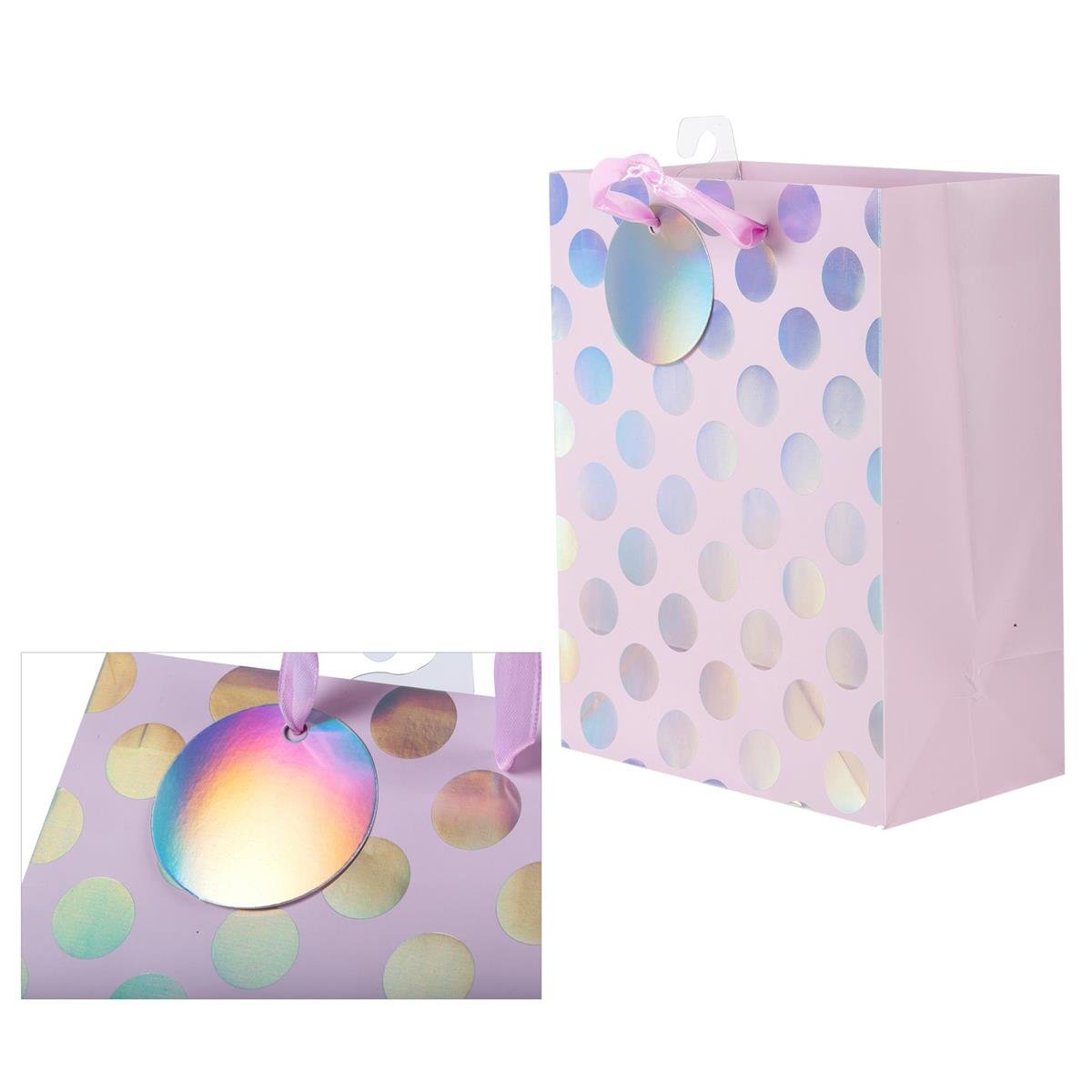 Paper T. Gift Bag, Medium, Irid Dots, Matte/HS 157GSM