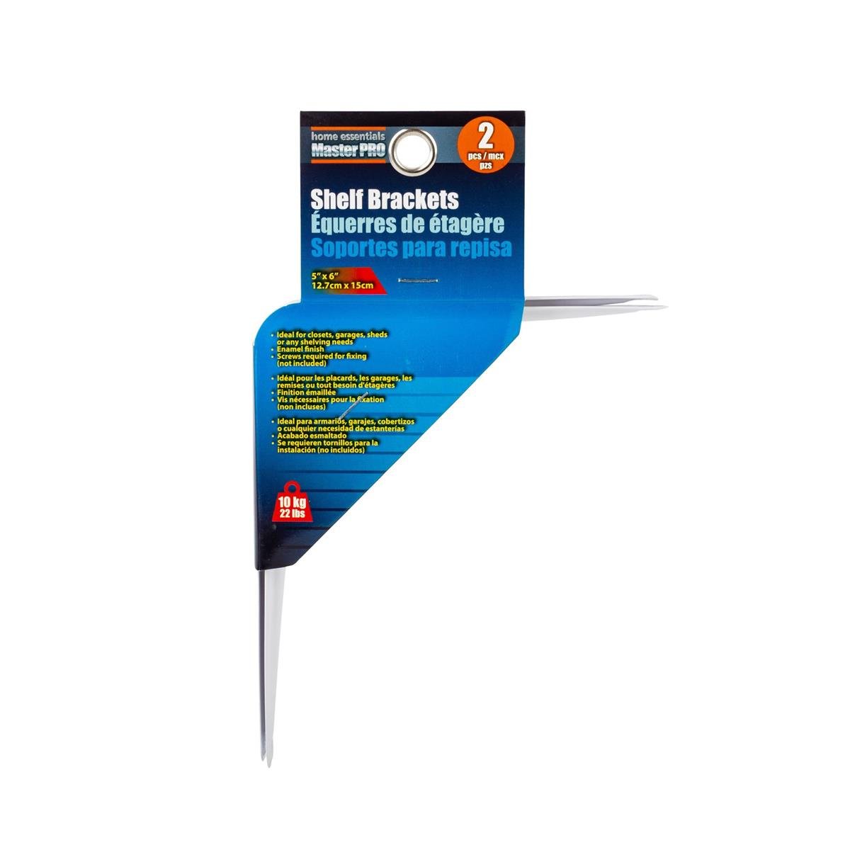 H.E. Master Pro. 2-PC Shelf Brackets, 5" x 6"