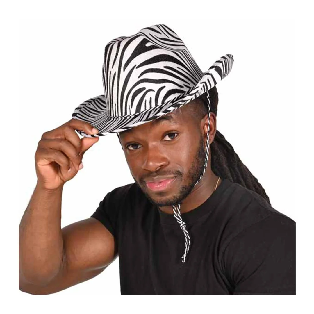 ZEBRA PRINT COWBOY HAT