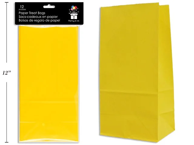 Paper Treat Bags Sunshine Yellow 10x5x3.5" 12pc/Pk
