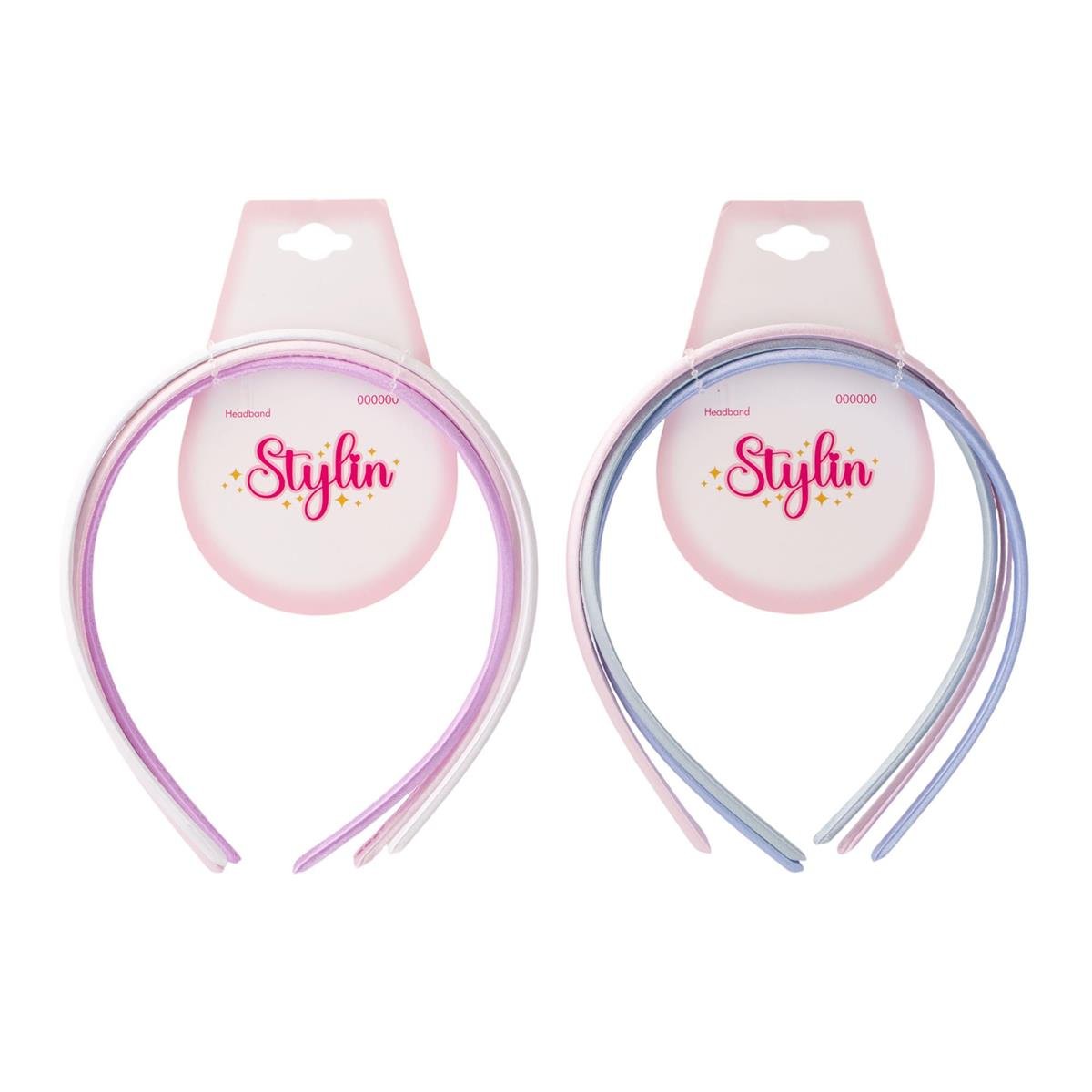 Stylin G,3-pc Satin Headband,2-asst , 0.7cm width