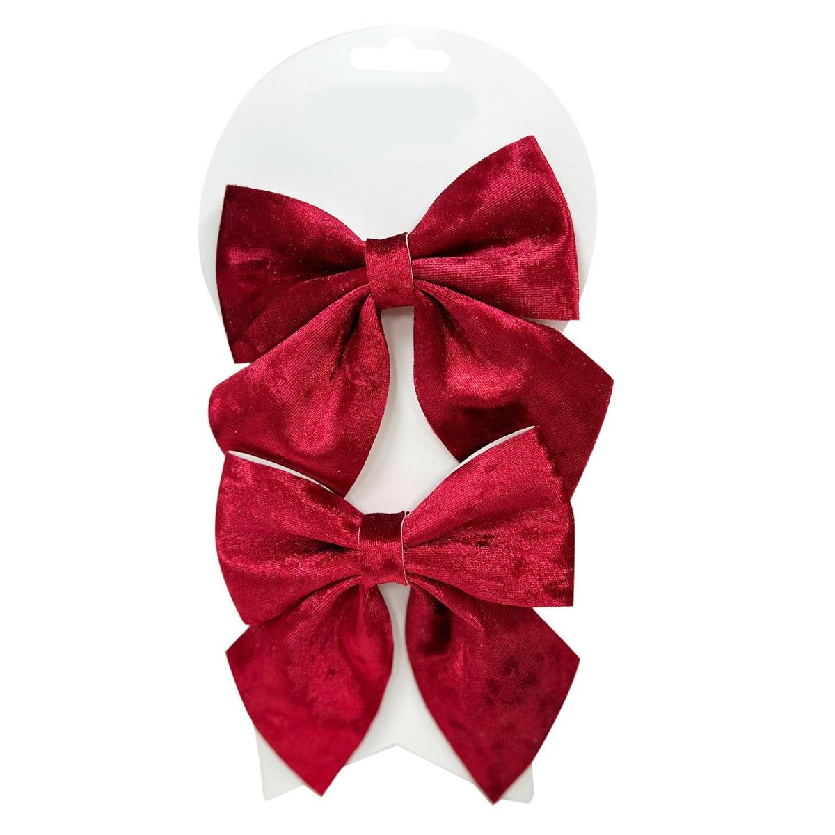 DECO.N 2pk 5X5" Red Velvet Bow