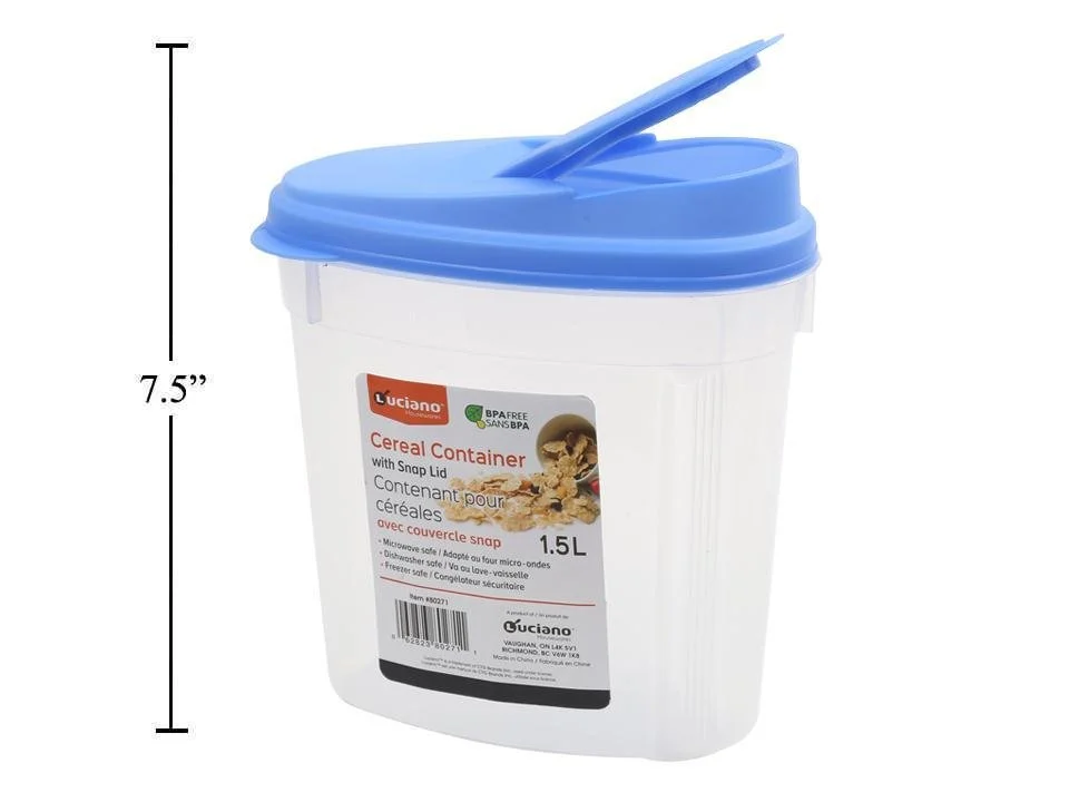 Luciano 1.5L(52-oz)Cereal Container w/Snap Lid, Oval