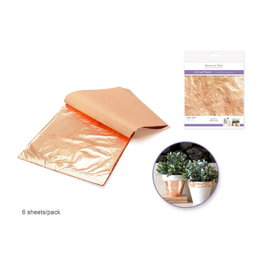 Paper Craft Embellishment: Metallic Foil Leaf Sheets - Copper