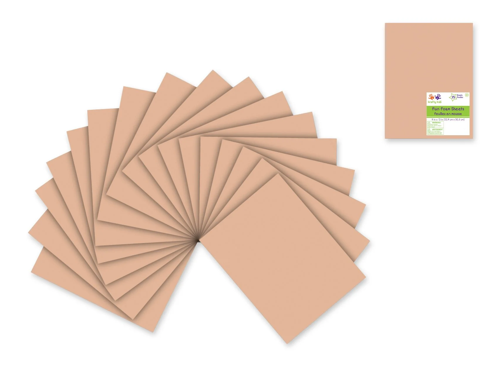 Fun Foam Sheets: 9"x12" Bulk 2mm(T) Barcoded Sheets O) Flesh