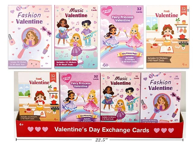32ct V'tine Girls Exchange Cards Assortment w/ Stickers 4 Asst. Styles