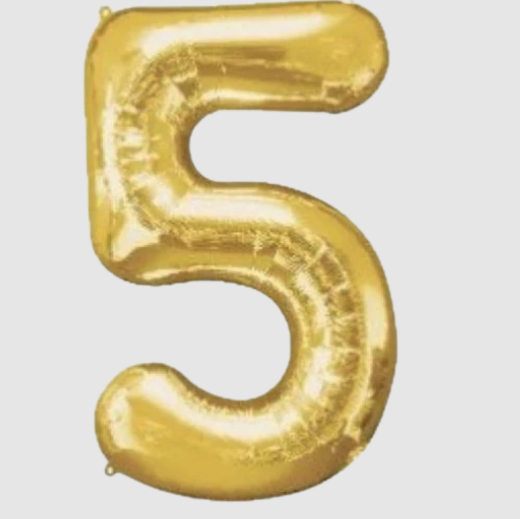 BALLOON FOIL NUMBER 34in Gold 5